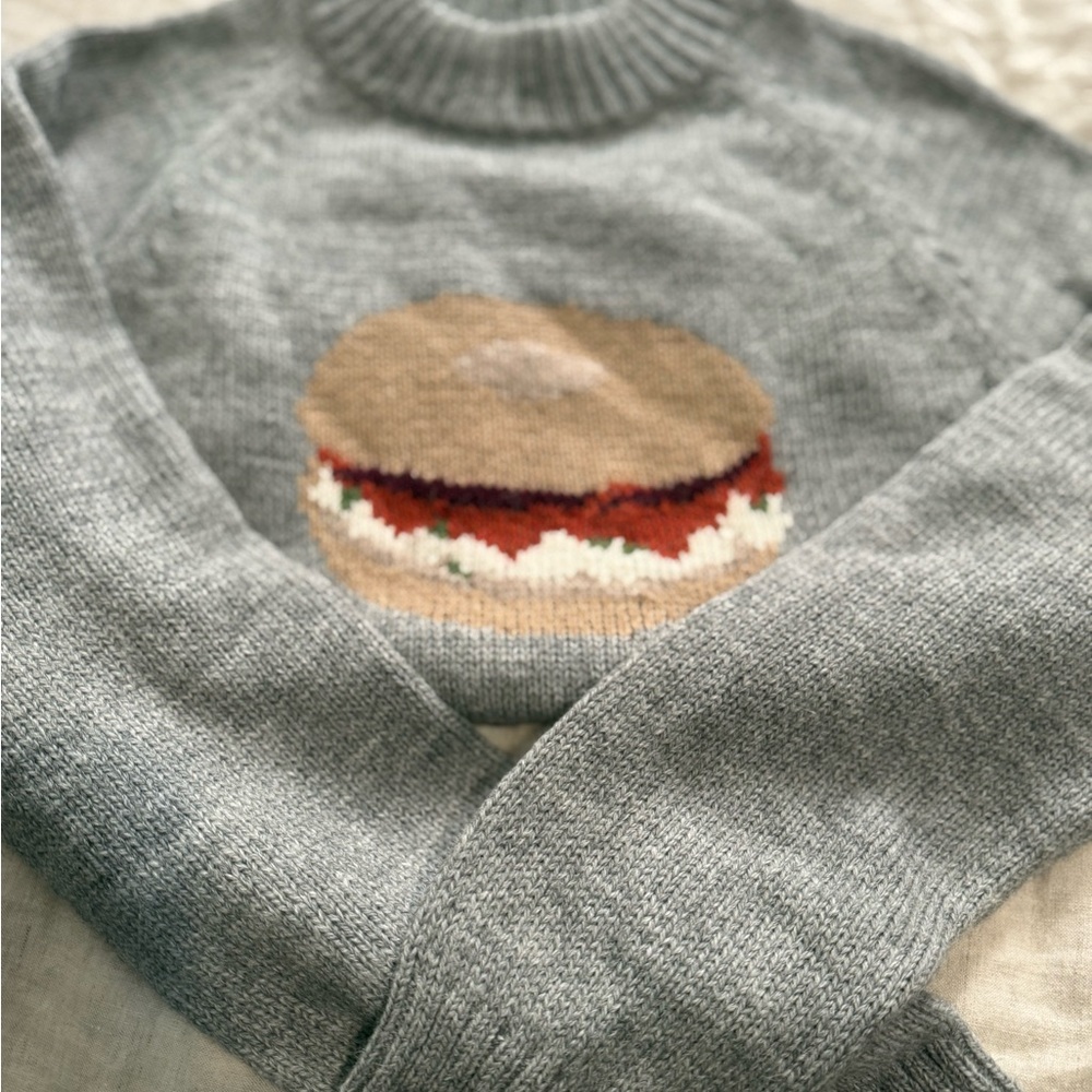 Rachel Antonoff Gray Sweater with Bagel Motif - Picture 7 of 7